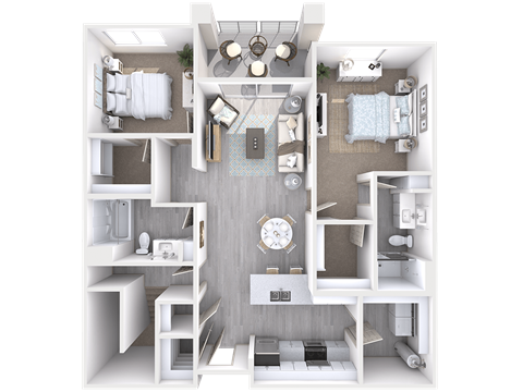 Floor plan for 2 beds, 2 baths, 1184 sqft